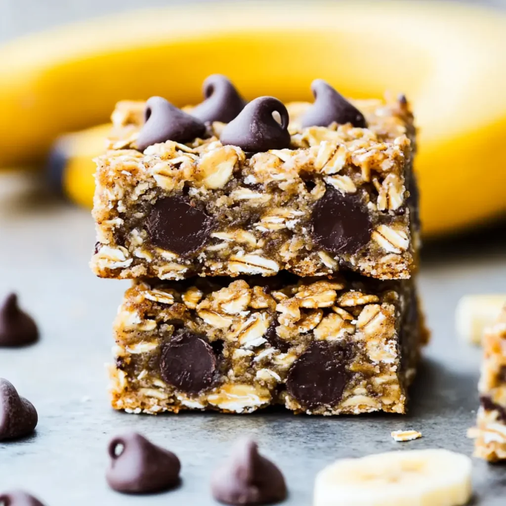 Healthy Banana Chocolate Chip Oat Bars