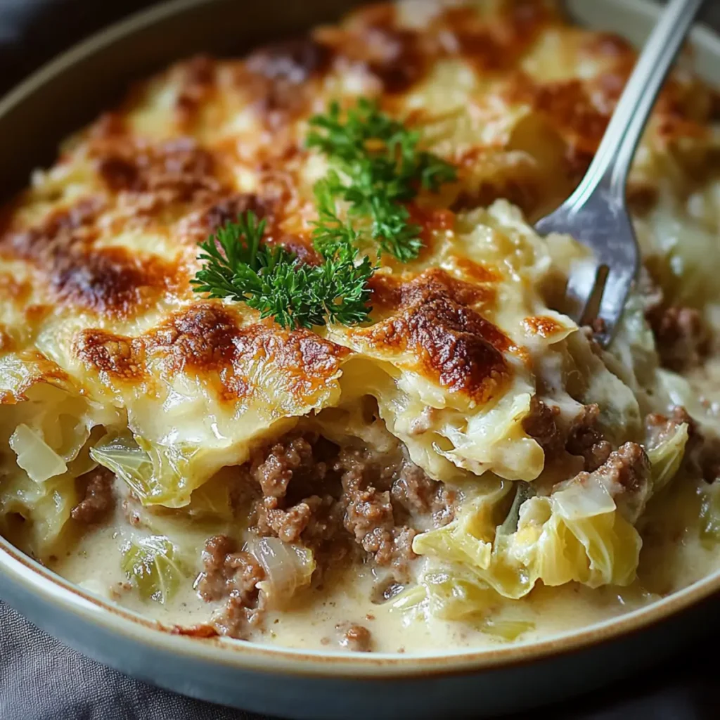Creamed Cabbage & Ground Beef Casserole